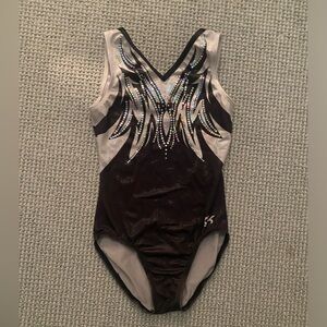 GK black and white sparkly leotard size Child Large
